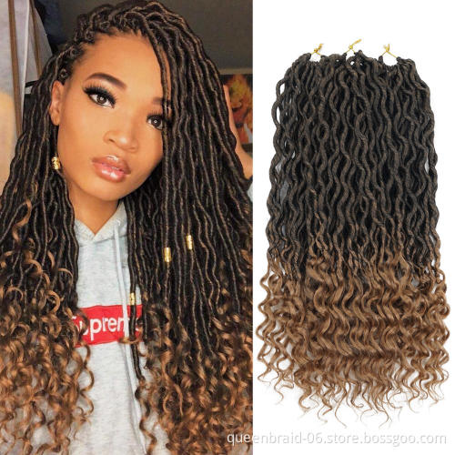 Goddess Locs Crochet Hair Wavy Faux Locs with Curly Ends Synthetic Braiding Hair Extension Dreadlocks Soku Ombre Twist Hair